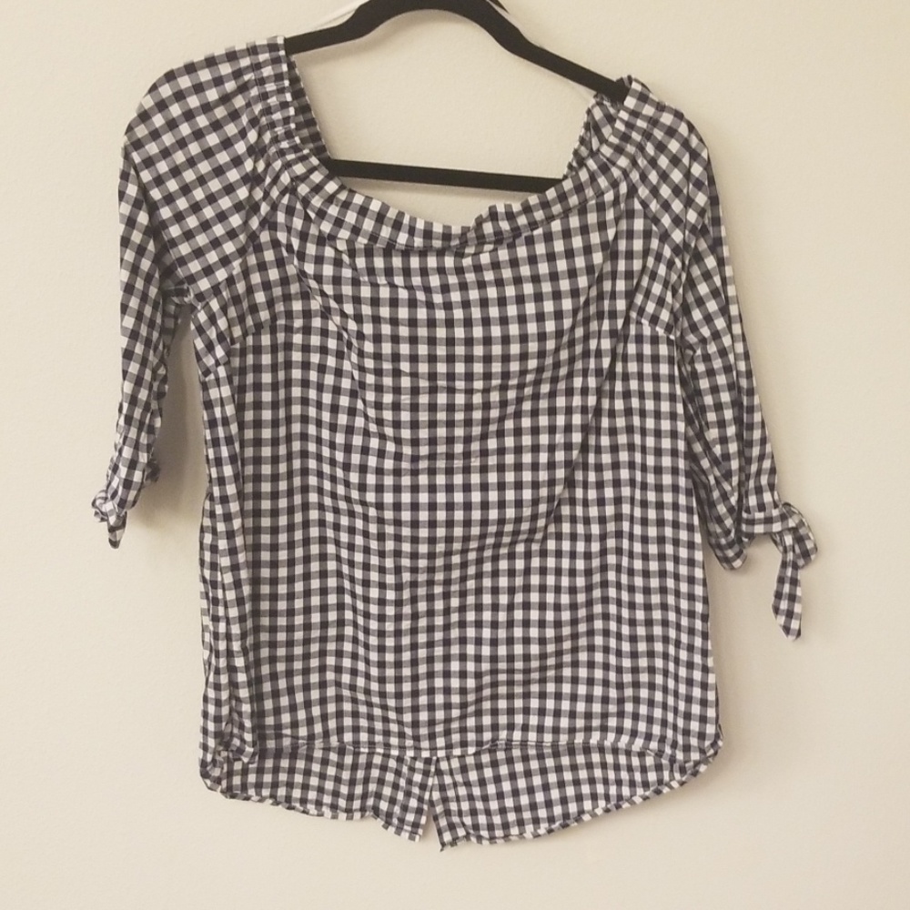 Gingham off shoulder top